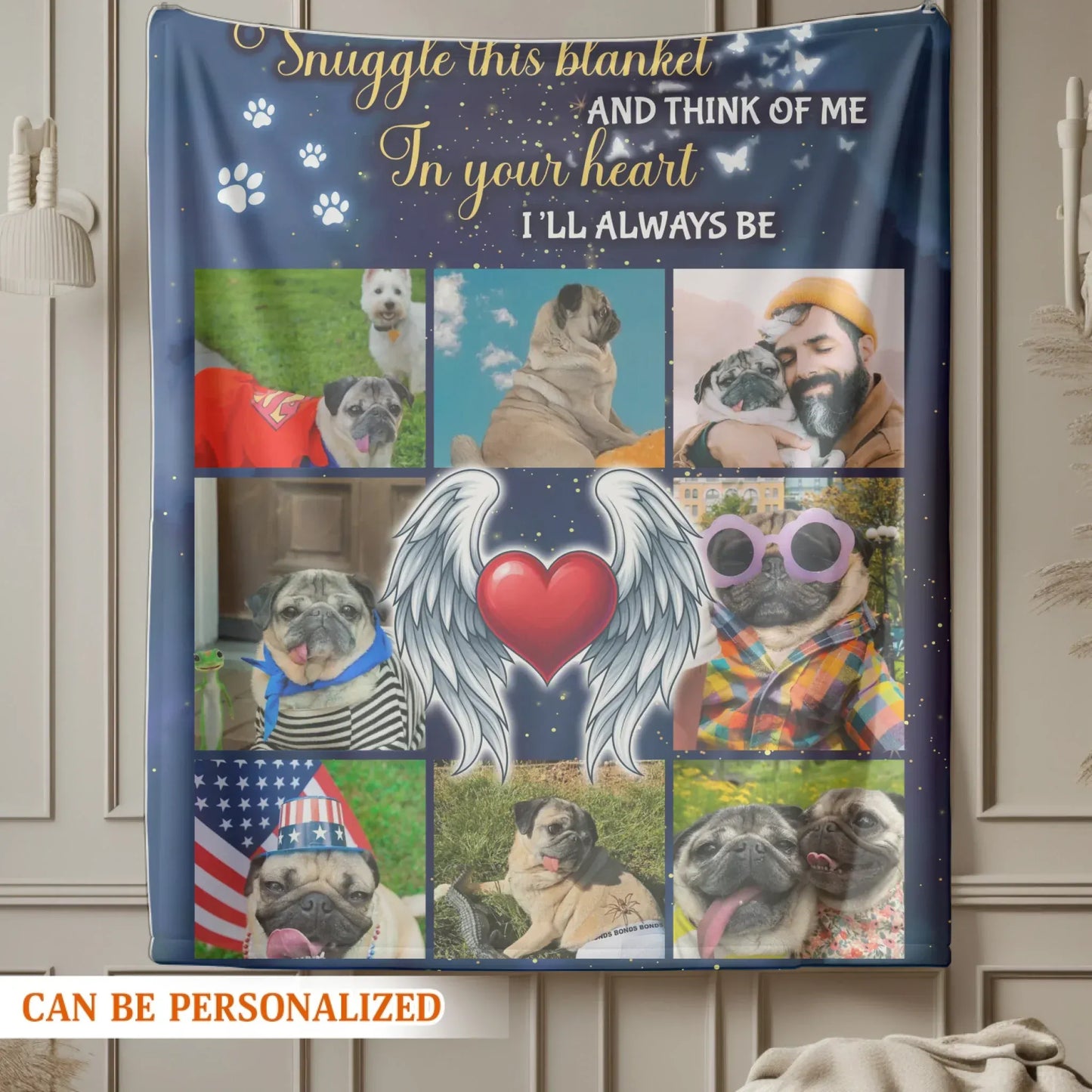 Personalized Blankets Snuggle This Blanket Think Of Me - Personalized Pet Memorial Photo Collage Custom Blanket