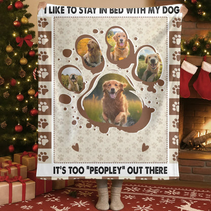 Personalized Blankets Blanket Custom KNT / White / 30x40in / 76x101cm It's Too "Peopley" Out There - Personalized Dog Paw Print Photo Custom Throw Blanket