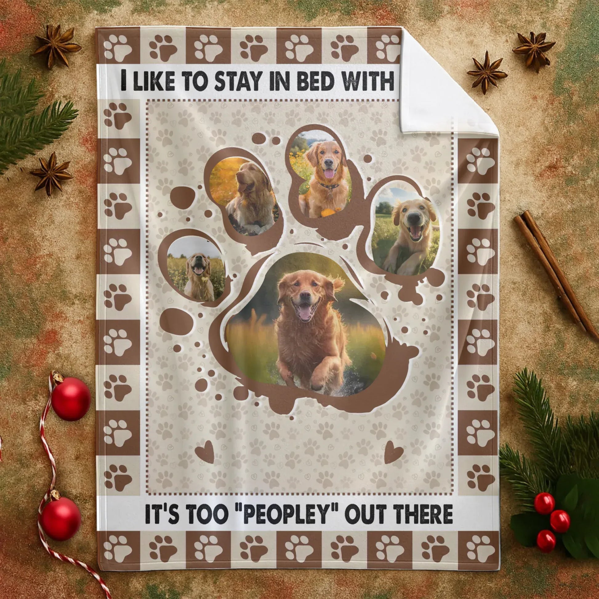 Personalized Blankets It's Too "Peopley" Out There - Personalized Dog Paw Print Photo Custom Throw Blanket