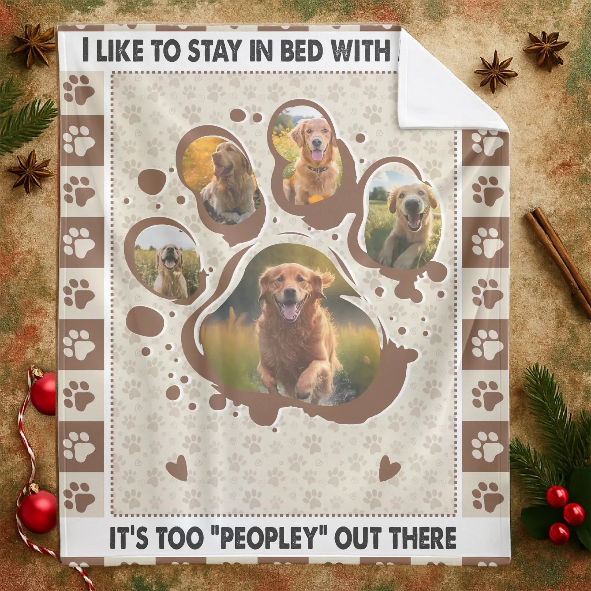 Personalized Blankets It's Too "Peopley" Out There - Personalized Dog Paw Print Photo Custom Throw Blanket