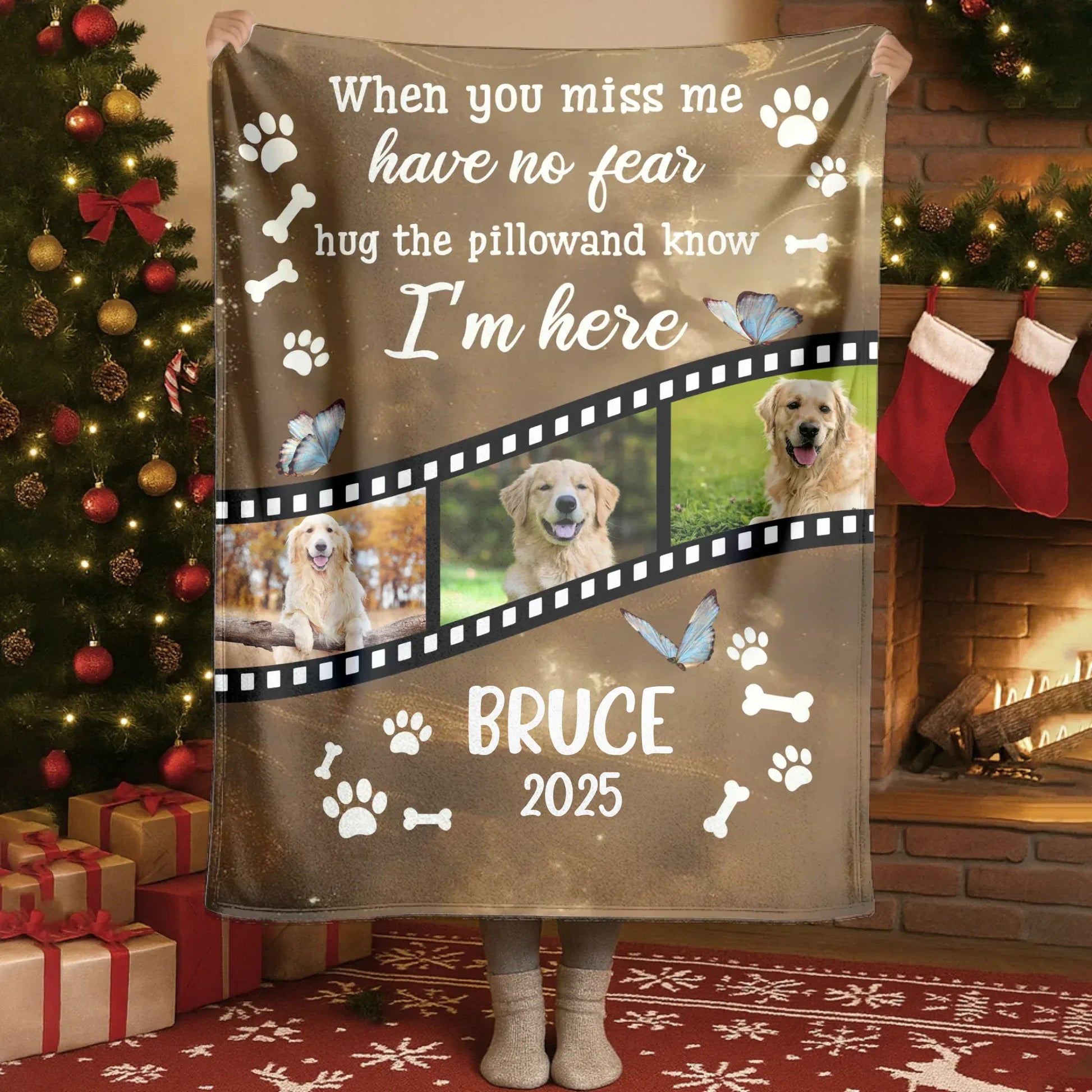 Personalized Blankets Hug The Pillow Know I'm Here - Personalized Pet Sympathy Photo Custom Blanket