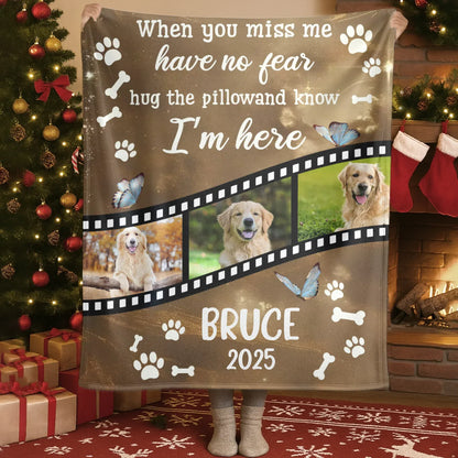 Personalized Blankets Blanket Custom KNT / White / 30x40in / 76x101cm Hug The Pillow Know I'm Here - Personalized Pet Sympathy Photo Custom Blanket