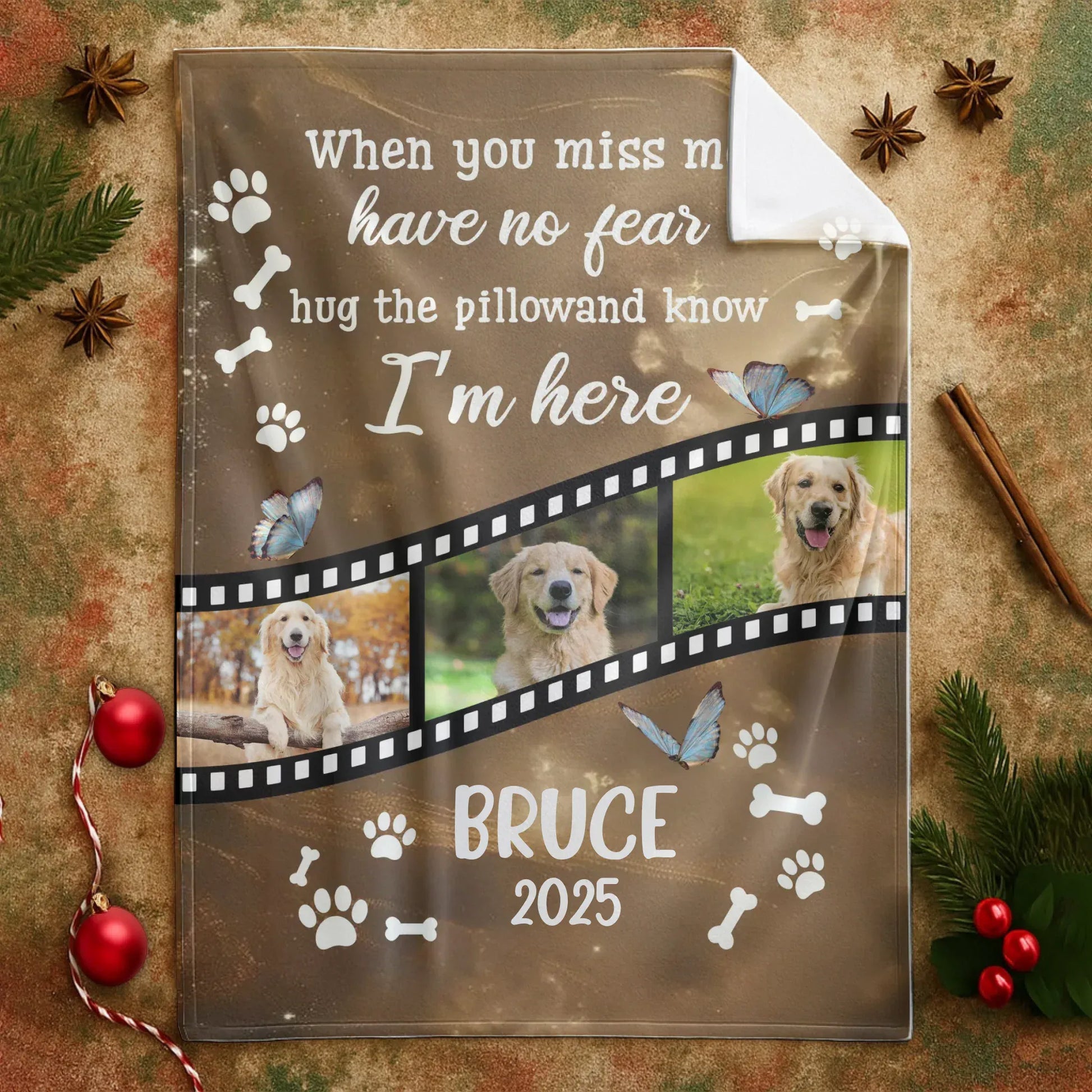 Personalized Blankets Hug The Pillow Know I'm Here - Personalized Pet Sympathy Photo Custom Blanket