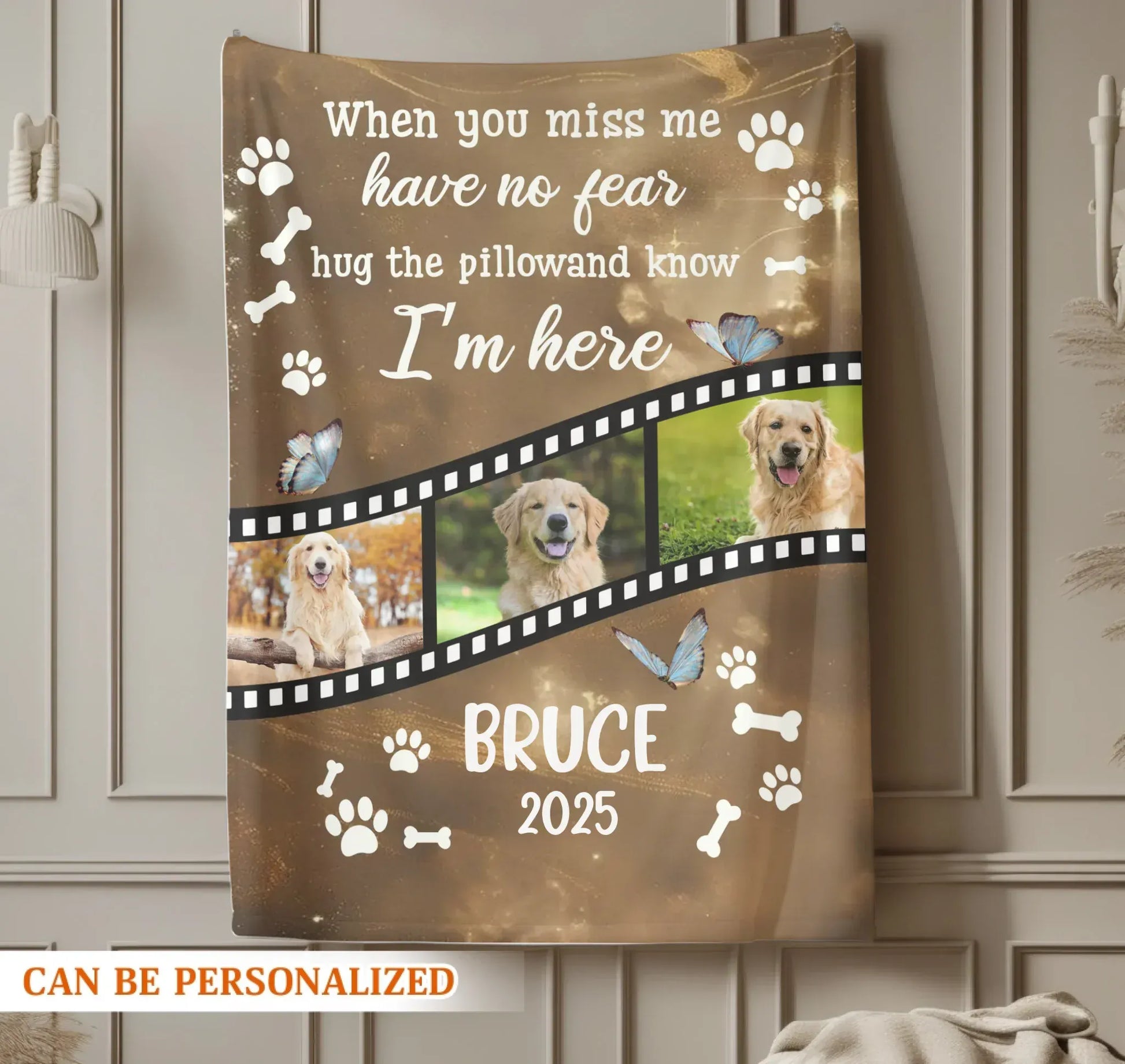 Personalized Blankets Hug The Pillow Know I'm Here - Personalized Pet Sympathy Photo Custom Blanket