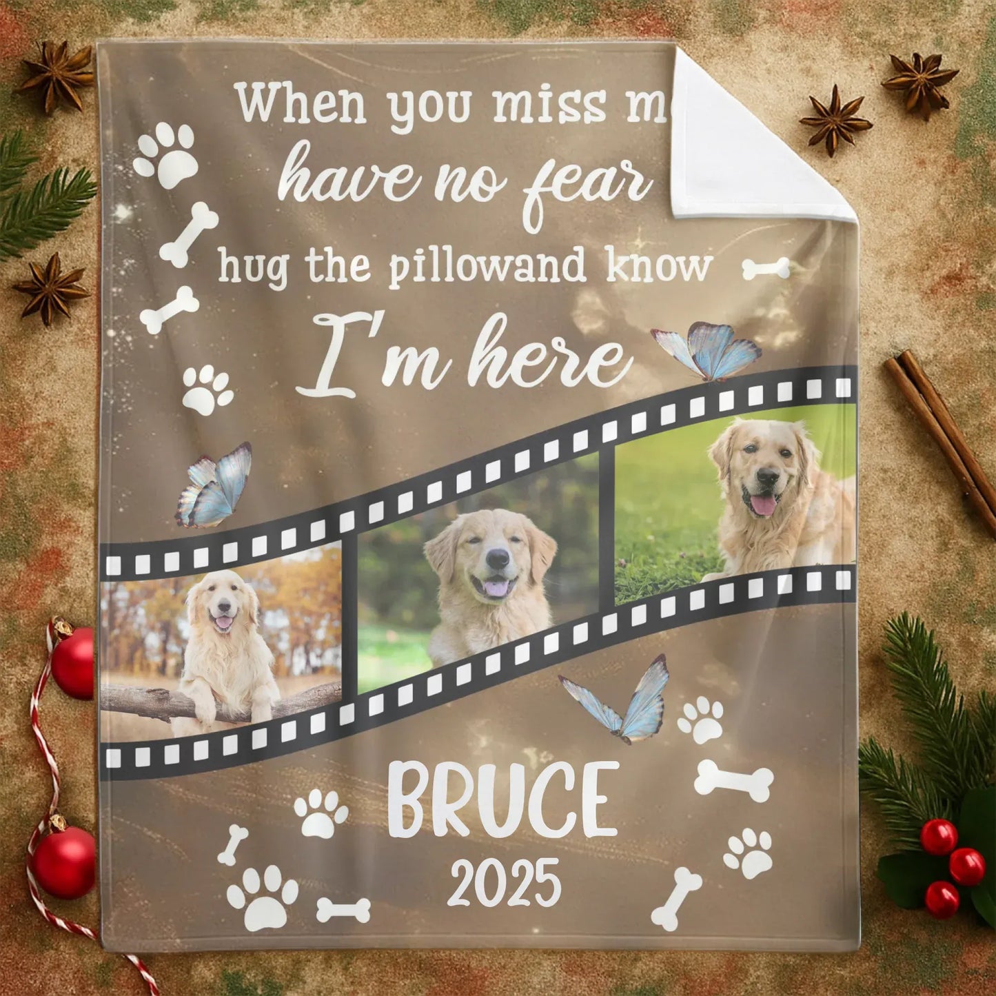 Personalized Blankets Hug The Pillow Know I'm Here - Personalized Pet Sympathy Photo Custom Blanket