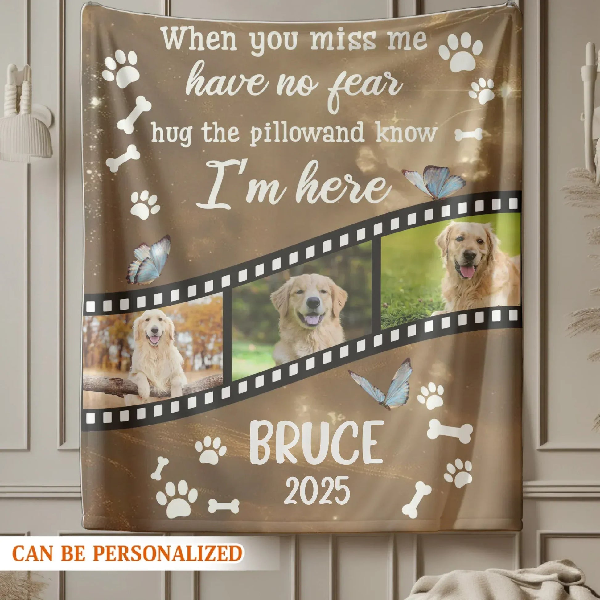 Personalized Blankets Hug The Pillow Know I'm Here - Personalized Pet Sympathy Photo Custom Blanket