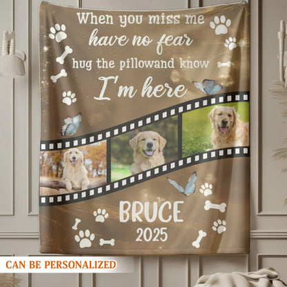 Personalized Blankets Hug The Pillow Know I'm Here - Personalized Pet Sympathy Photo Custom Blanket