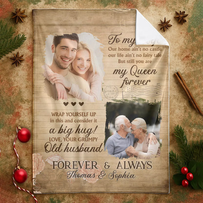 Personalized Blankets You Are My Queen Forever - Personalized Wife Photo & Name Anniversary Custom Blanket