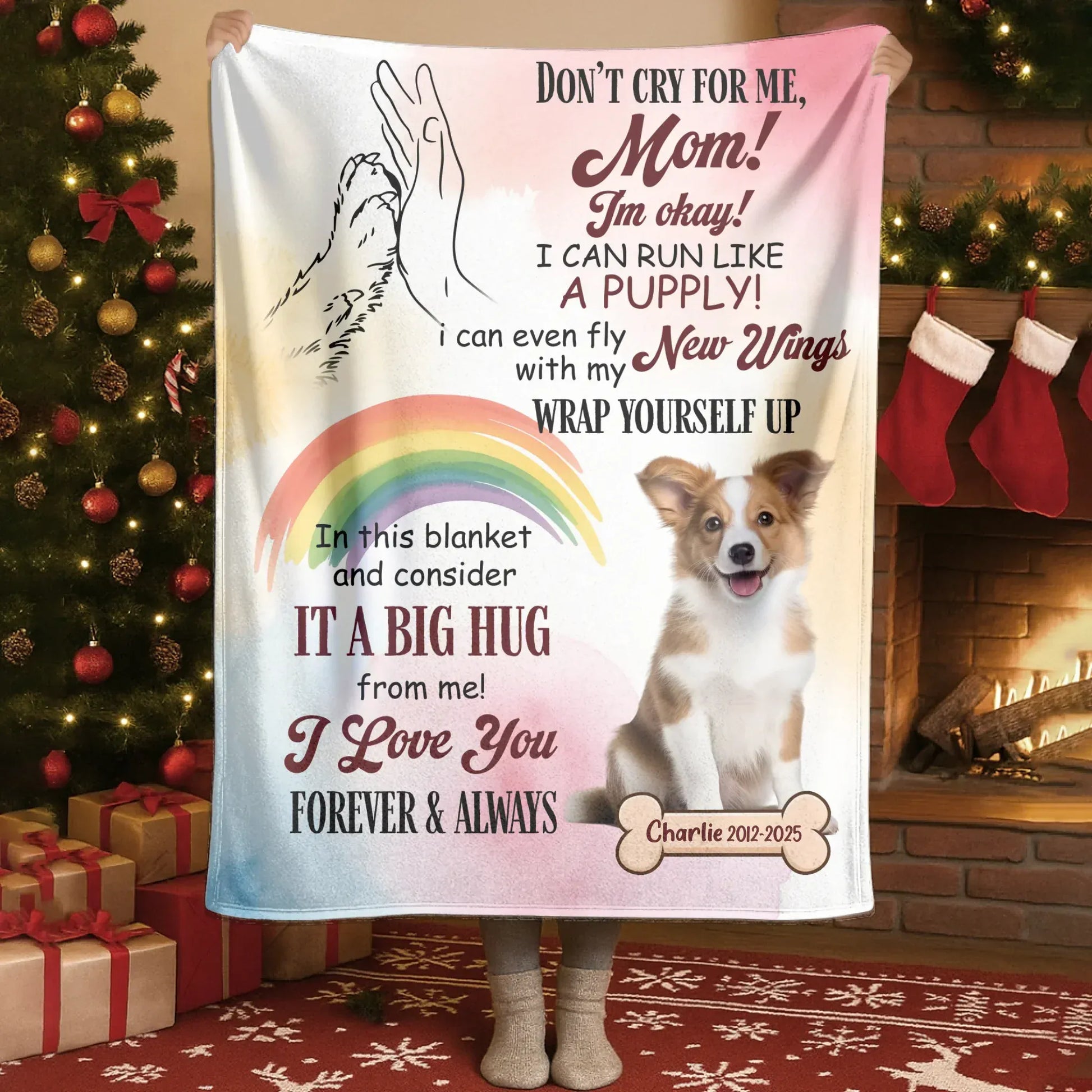 Personalized Blankets Wrap Yourself Up In A Big Hug - Personalized Dog Sympathy Photo Name Custom Blanket