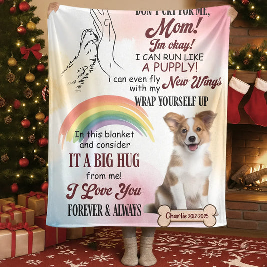 Personalized Blankets Blanket Custom KNT / White / 30x40in / 76x101cm Wrap Yourself Up In A Big Hug - Personalized Dog Sympathy Photo Name Custom Blanket