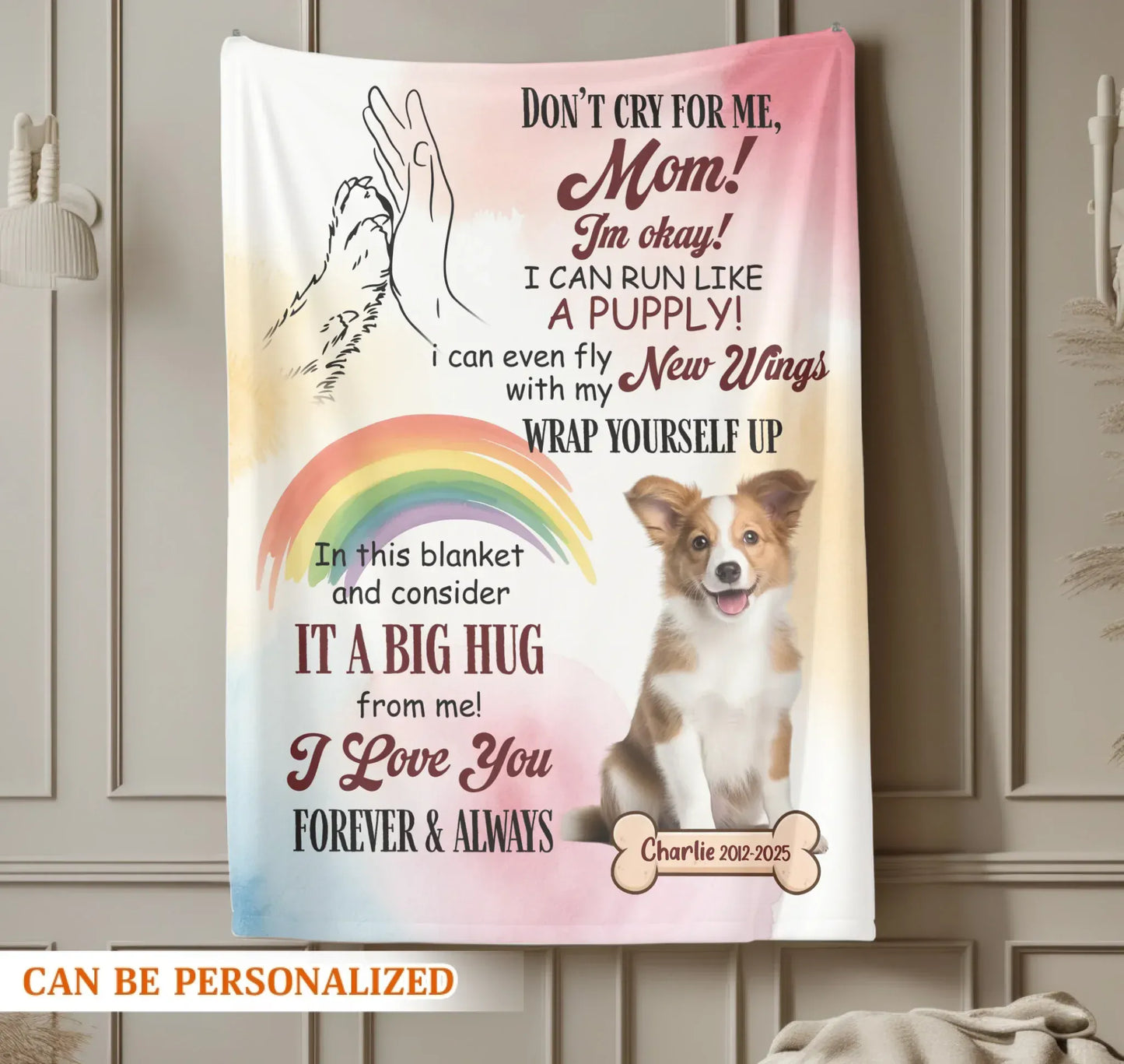 Personalized Blankets Wrap Yourself Up In A Big Hug - Personalized Dog Sympathy Photo Name Custom Blanket