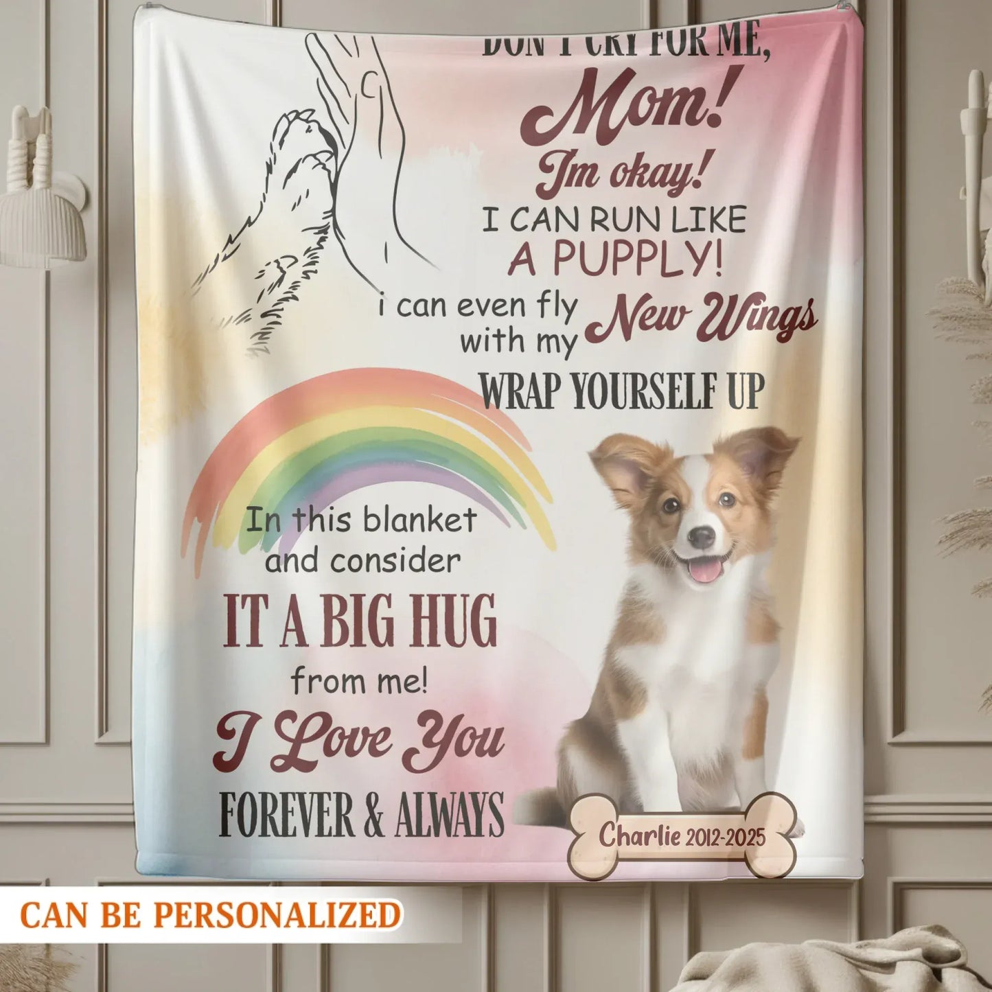 Personalized Blankets Wrap Yourself Up In A Big Hug - Personalized Dog Sympathy Photo Name Custom Blanket