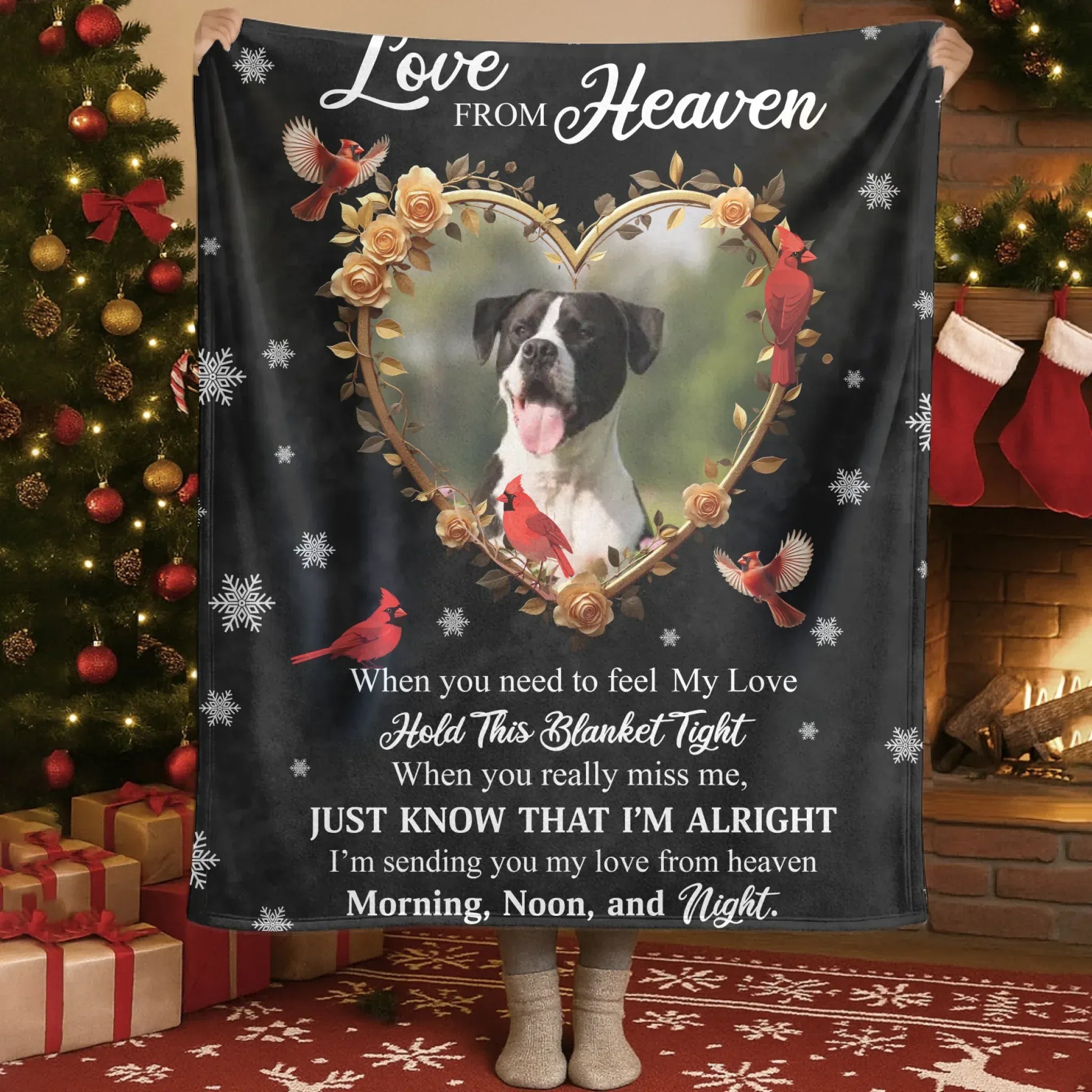 Personalized Blankets Blanket Custom KNT / White / 30x40in / 76x101cm Love From Heaven - Personalized Dog Memorial Cardinal Photo Custom Blanket