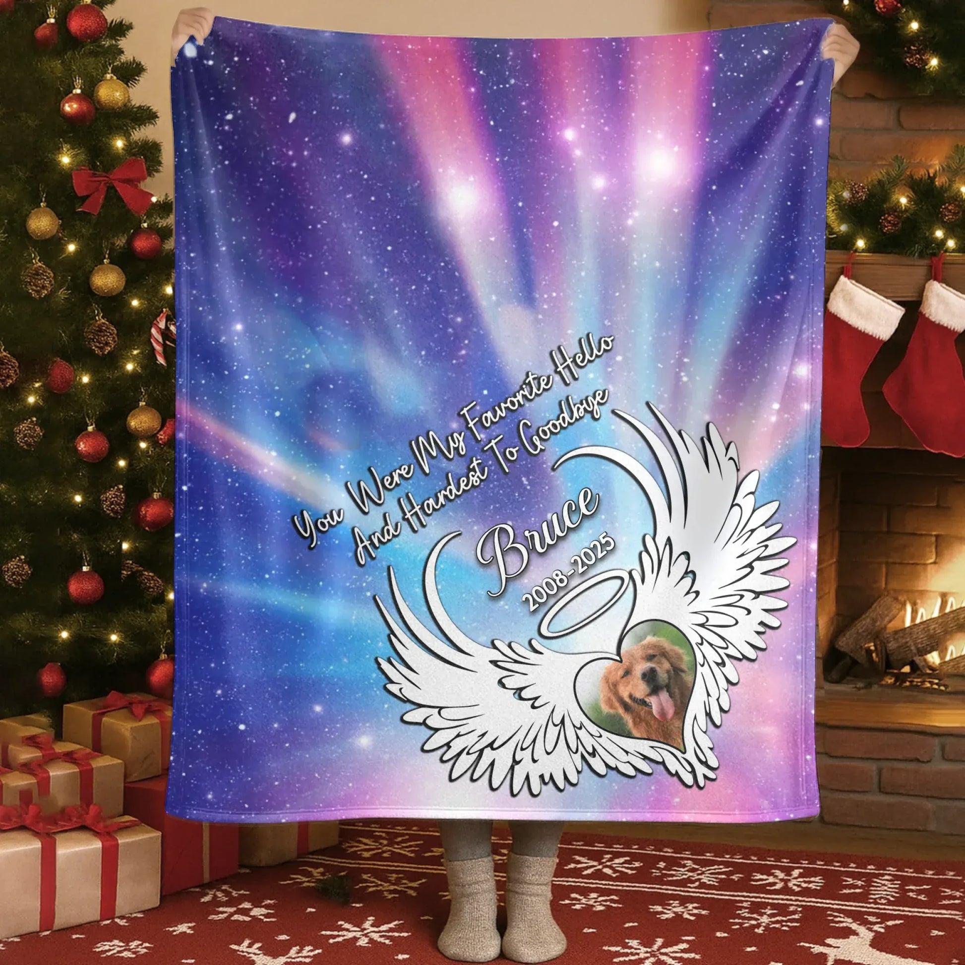Personalized Blankets Blanket Custom KNT / White / 30x40in / 76x101cm You Were My Favorite Hello And Hardest To Goodbye - Personalized Dog Memorial Galaxy Custom Blanket
