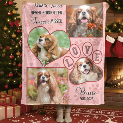 Personalized Blankets Blanket Custom KNT / White / 30x40in / 76x101cm Always Loved Never Forgotten Forever Missed - Personalized Pet Memorial Photo Custom Blanket