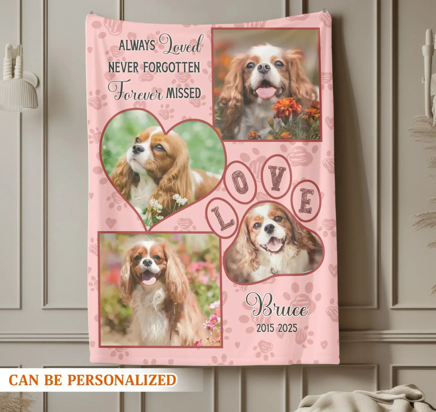 Personalized Blankets Always Loved Never Forgotten Forever Missed - Personalized Pet Memorial Photo Custom Blanket