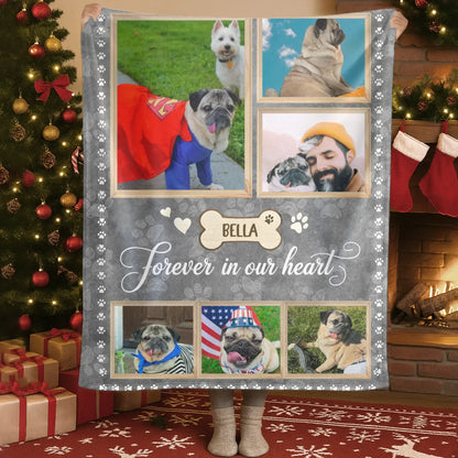 Personalized Blankets Blanket Custom KNT / White / 30x40in / 76x101cm Forever In Our Heart – Personalized Dog Memorial Photo Custom Blanket