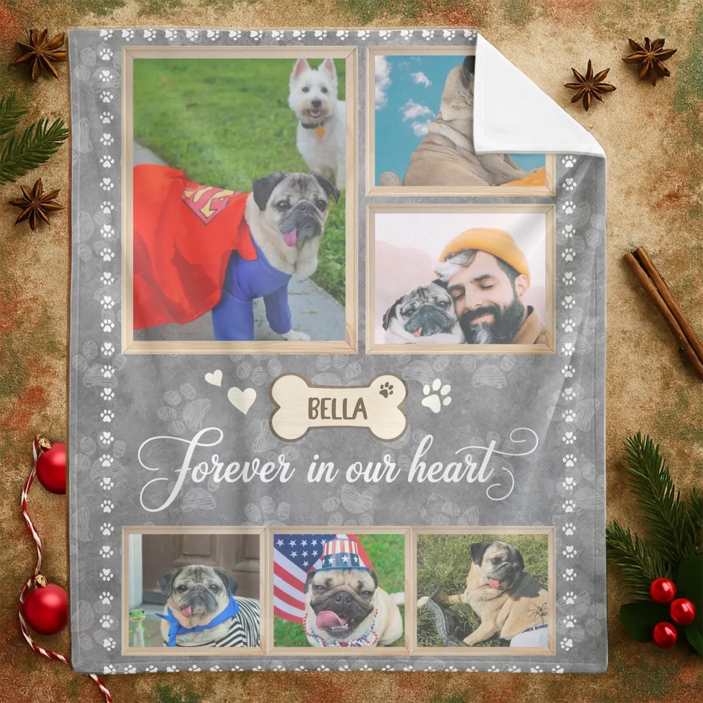 Personalized Blankets Forever In Our Heart – Personalized Dog Memorial Photo Custom Blanket