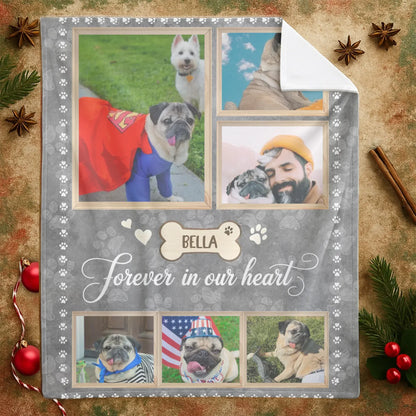 Personalized Blankets Forever In Our Heart – Personalized Dog Memorial Photo Custom Blanket