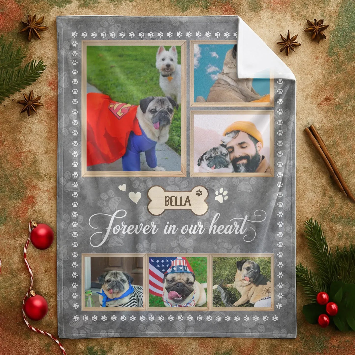 Personalized Blankets Forever In Our Heart – Personalized Dog Memorial Photo Custom Blanket