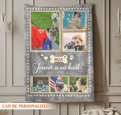 Personalized Blankets Forever In Our Heart – Personalized Dog Memorial Photo Custom Blanket