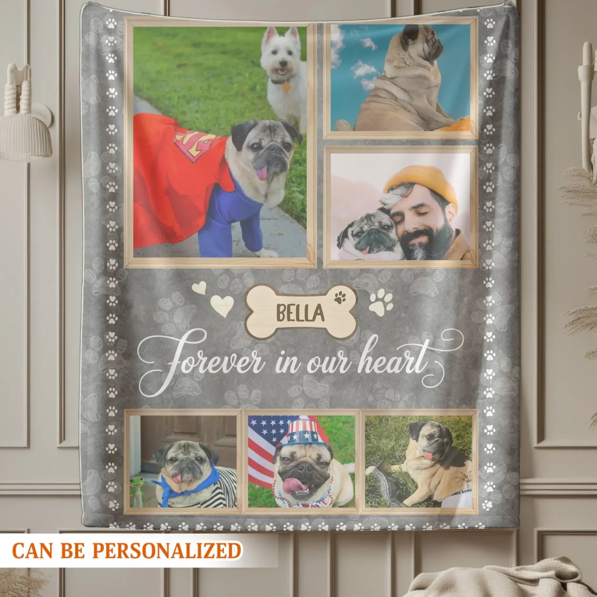 Personalized Blankets Forever In Our Heart – Personalized Dog Memorial Photo Custom Blanket