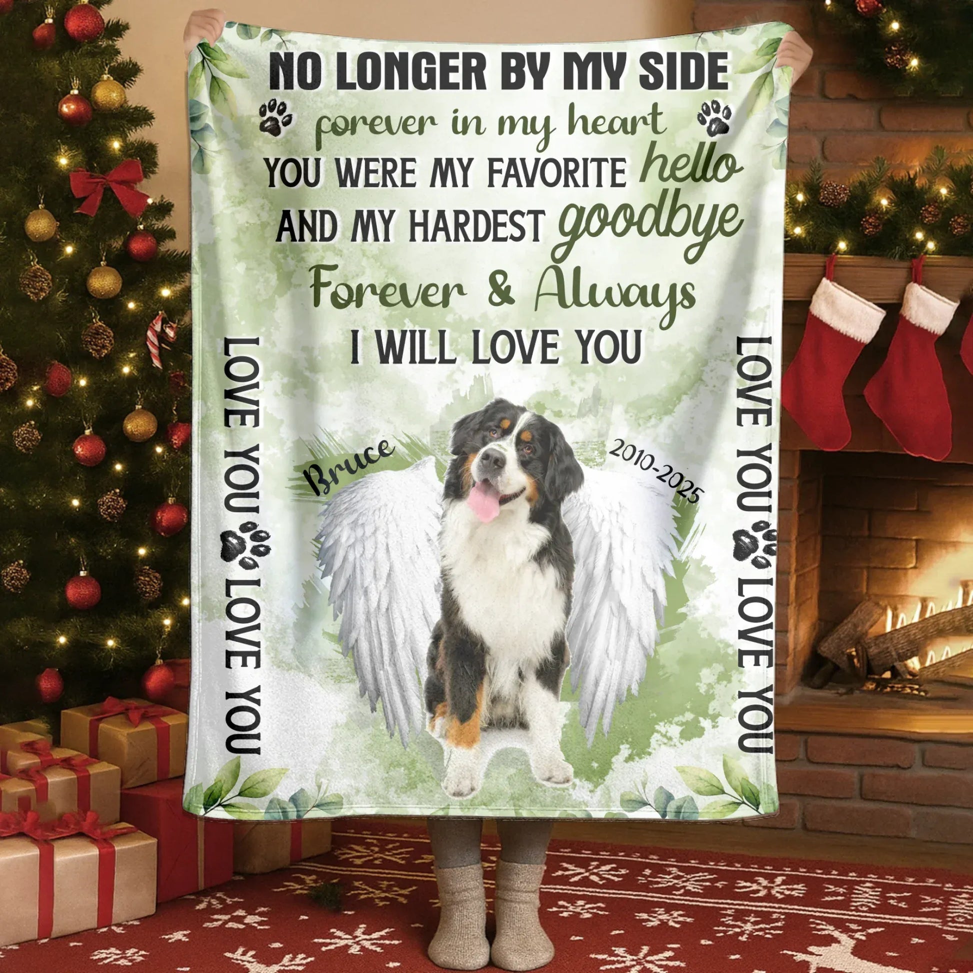Personalized Blankets No Longer By My Side Forever In My Heart - Personalized Dog Sympathy Custom Blanket