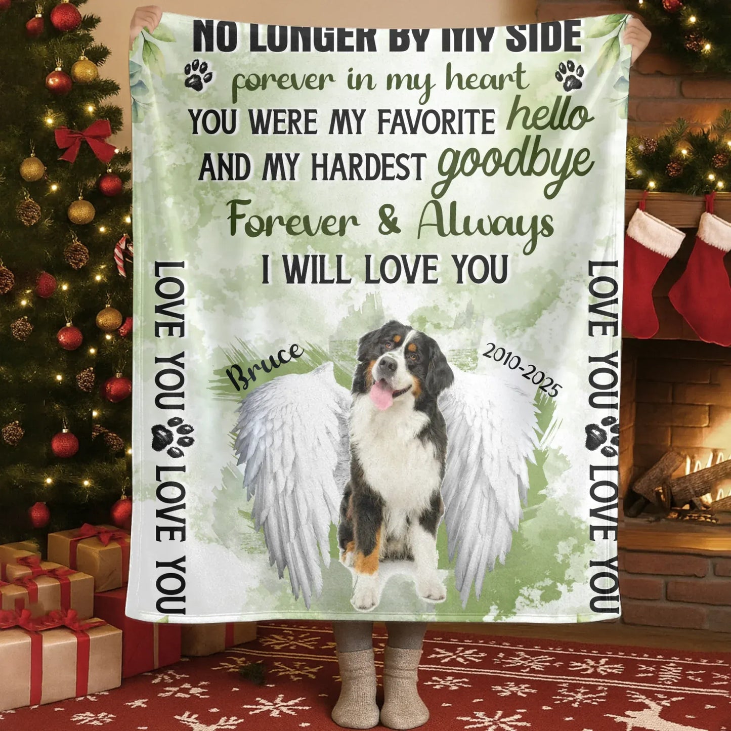 Personalized Blankets Blanket Custom KNT / White / 30x40in / 76x101cm No Longer By My Side Forever In My Heart - Personalized Dog Sympathy Custom Blanket
