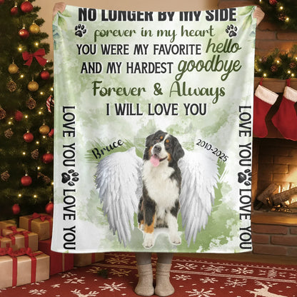 Personalized Blankets Blanket Custom KNT / White / 30x40in / 76x101cm No Longer By My Side Forever In My Heart - Personalized Dog Sympathy Custom Blanket