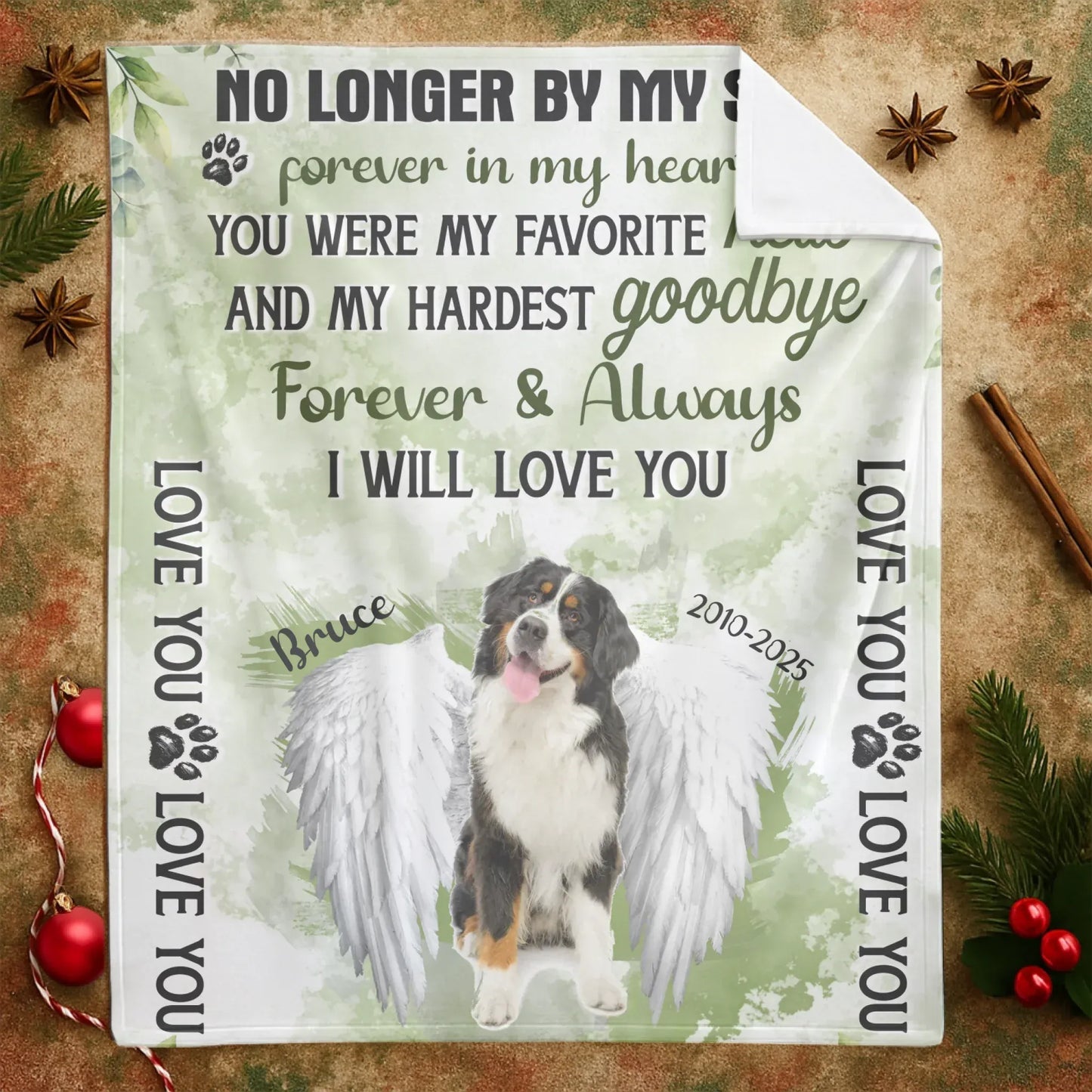 Personalized Blankets No Longer By My Side Forever In My Heart - Personalized Dog Sympathy Custom Blanket
