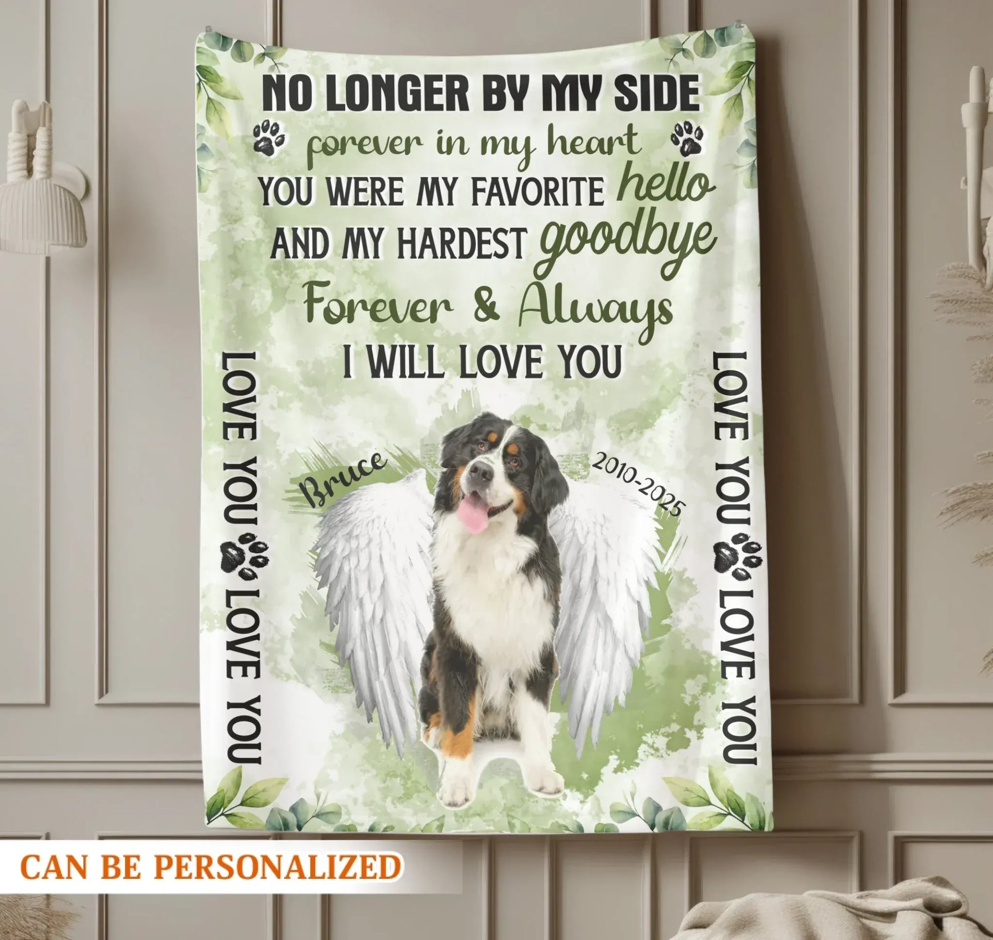 Personalized Blankets No Longer By My Side Forever In My Heart - Personalized Dog Sympathy Custom Blanket