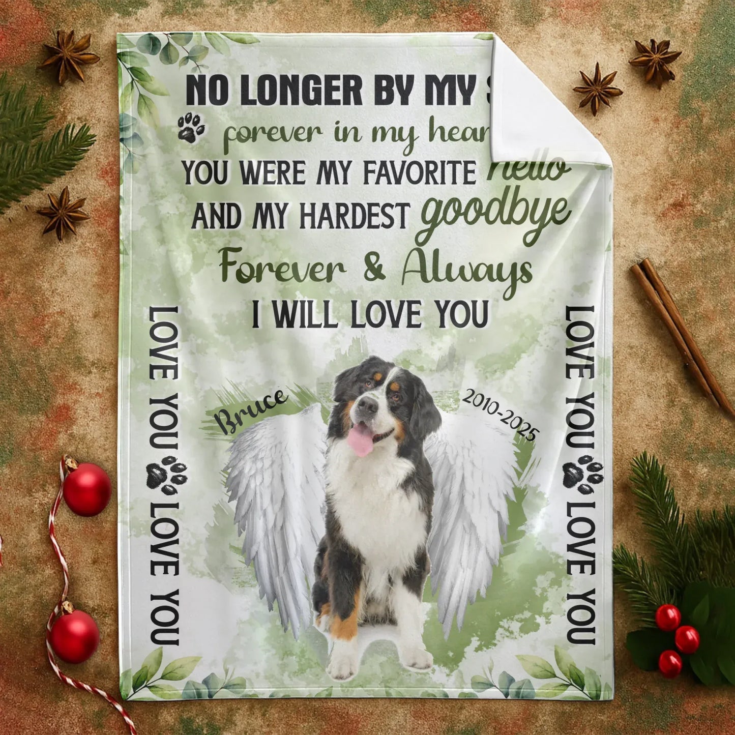 Personalized Blankets No Longer By My Side Forever In My Heart - Personalized Dog Sympathy Custom Blanket