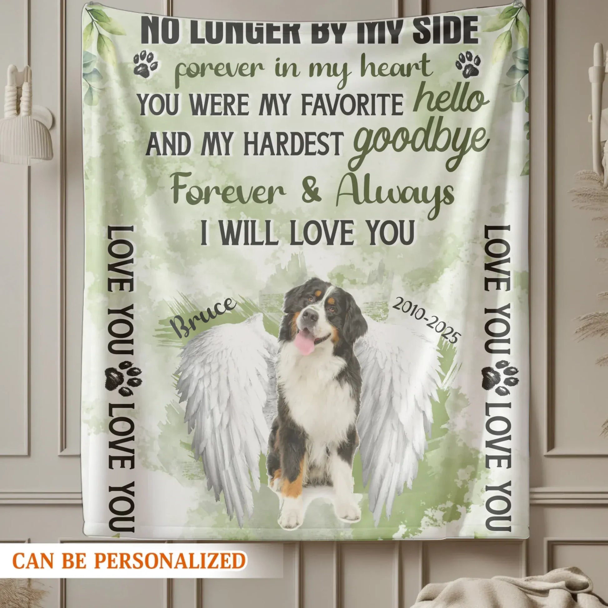 Personalized Blankets No Longer By My Side Forever In My Heart - Personalized Dog Sympathy Custom Blanket