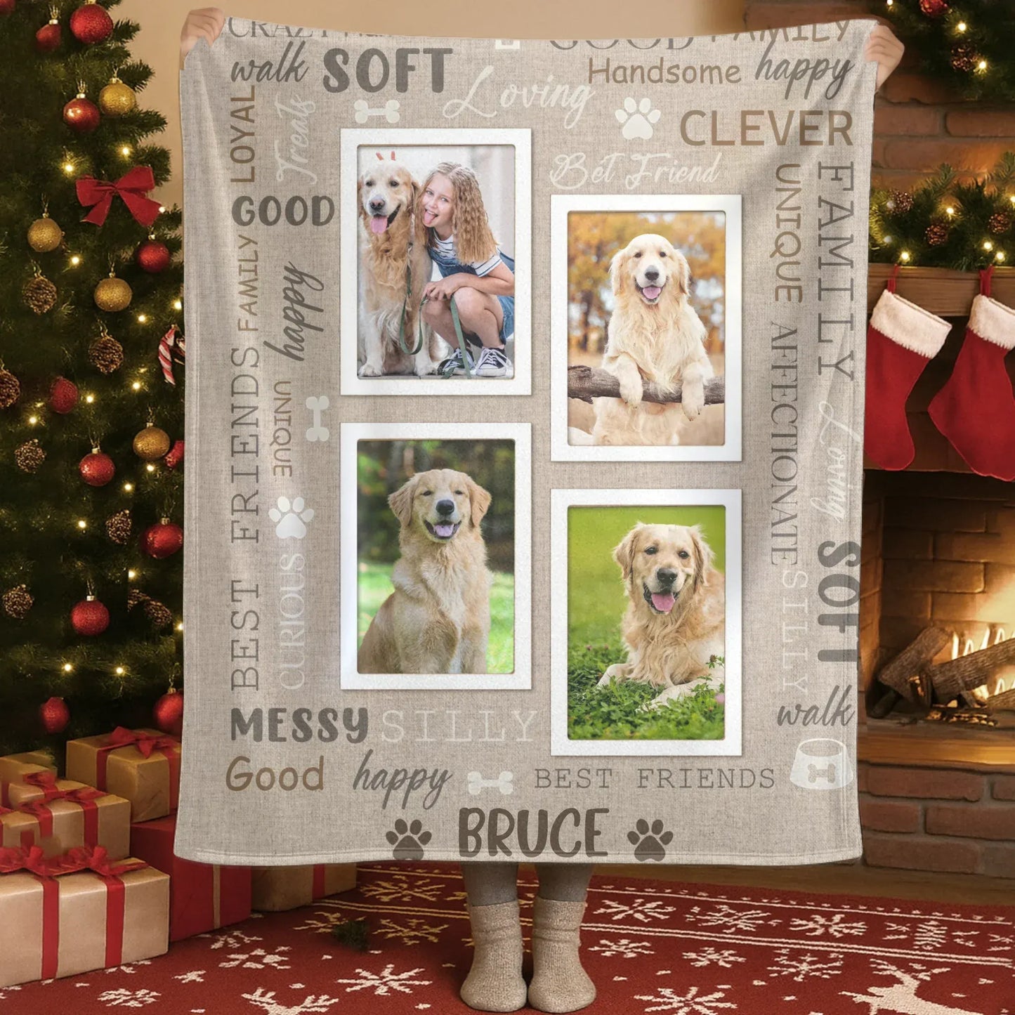 Personalized Blankets Blanket Custom KNT / White / 30x40in / 76x101cm Dog Wall Of Characters Words - Personalized Pet Meaningful Photo Custom Blanket