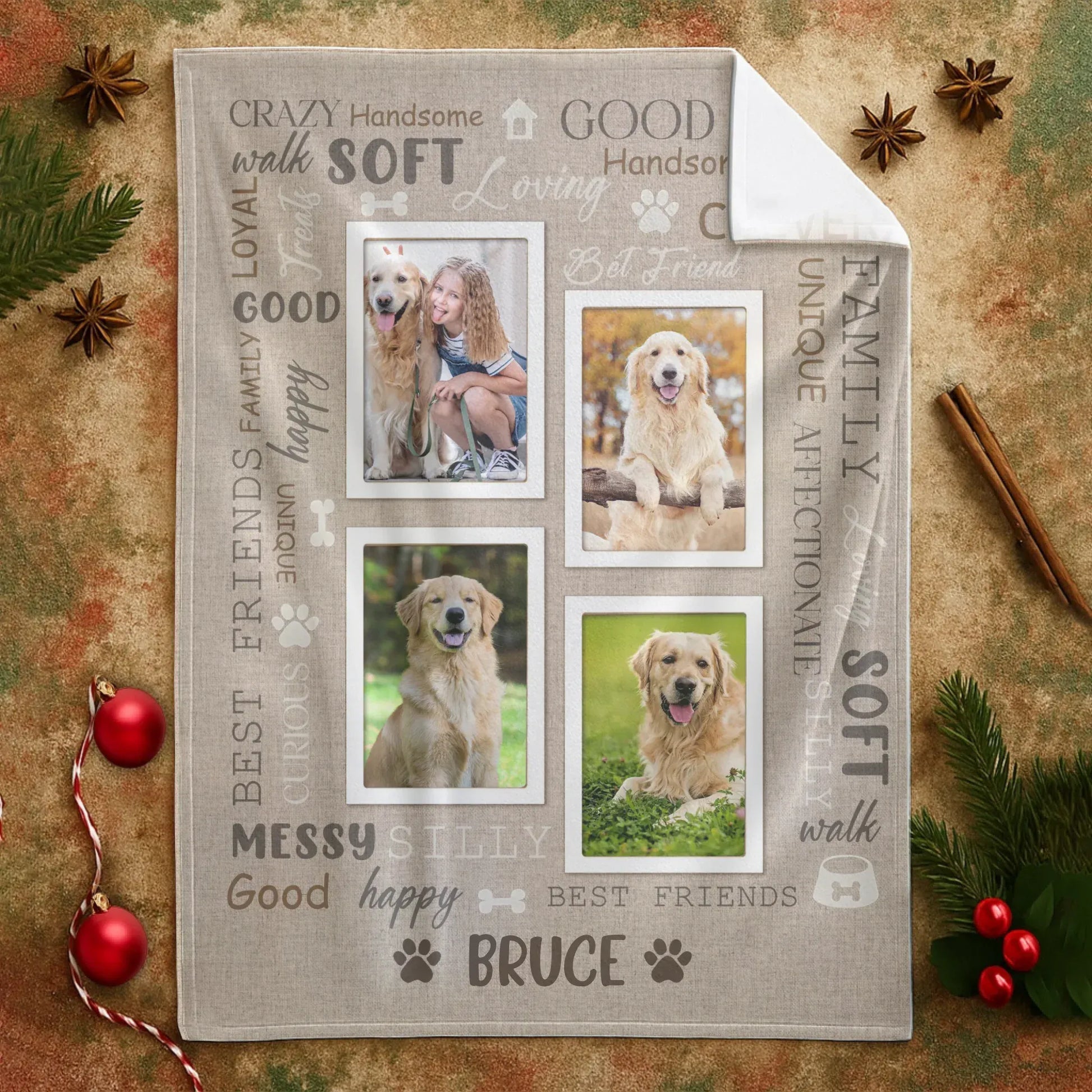 Personalized Blankets Dog Wall Of Characters Words - Personalized Pet Meaningful Photo Custom Blanket