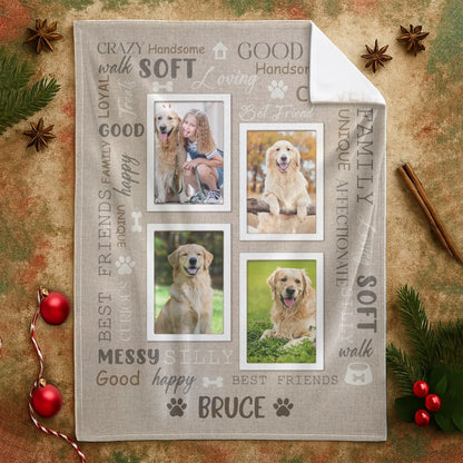 Personalized Blankets Dog Wall Of Characters Words - Personalized Pet Meaningful Photo Custom Blanket