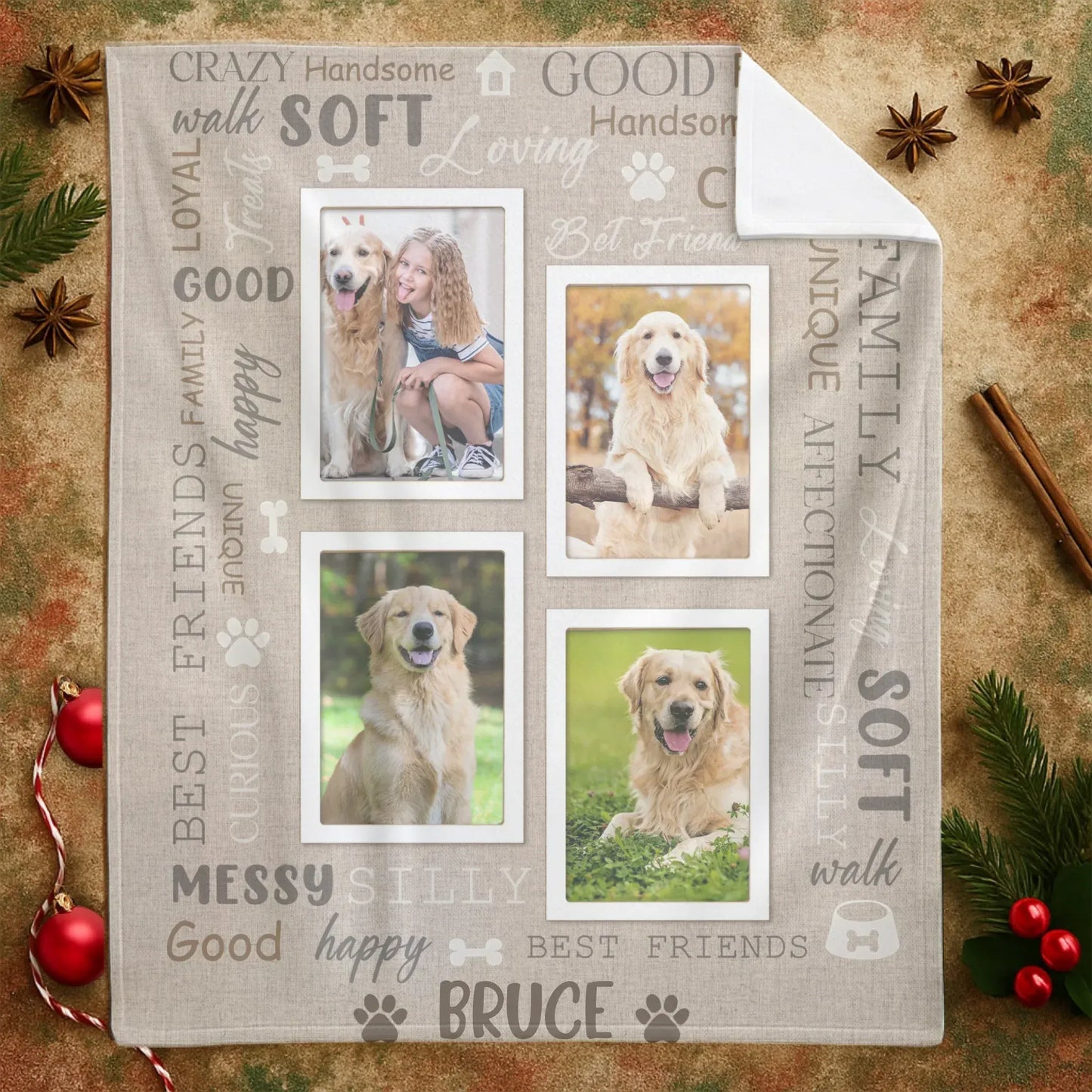 Personalized Blankets Dog Wall Of Characters Words - Personalized Pet Meaningful Photo Custom Blanket