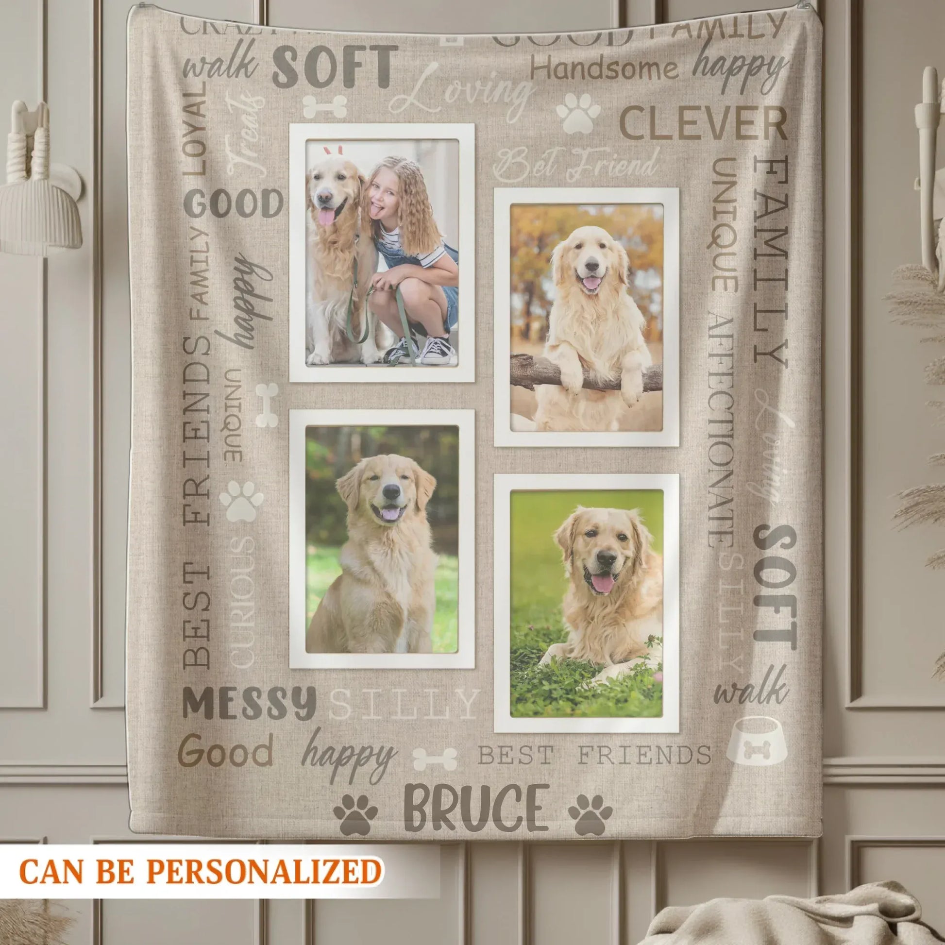 Personalized Blankets Dog Wall Of Characters Words - Personalized Pet Meaningful Photo Custom Blanket