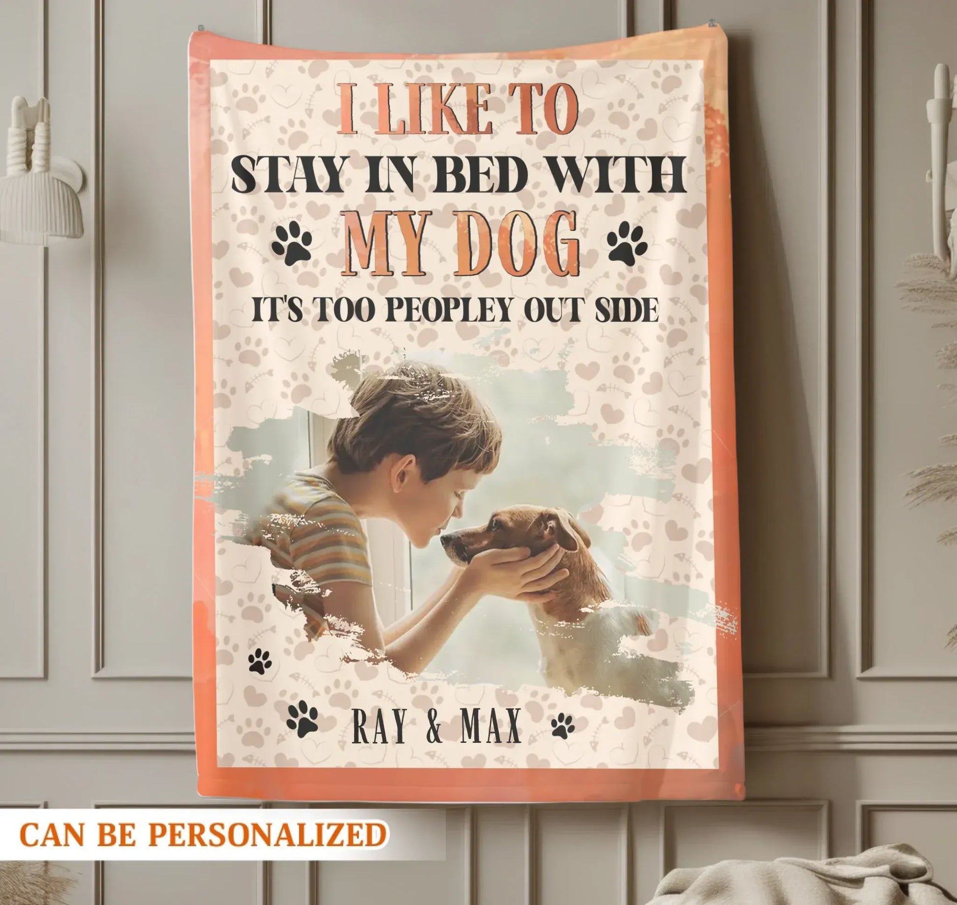 Personalized Blankets Too Peopley Out Side - Personalized Dog Lover Photo & Name Custom Blanket