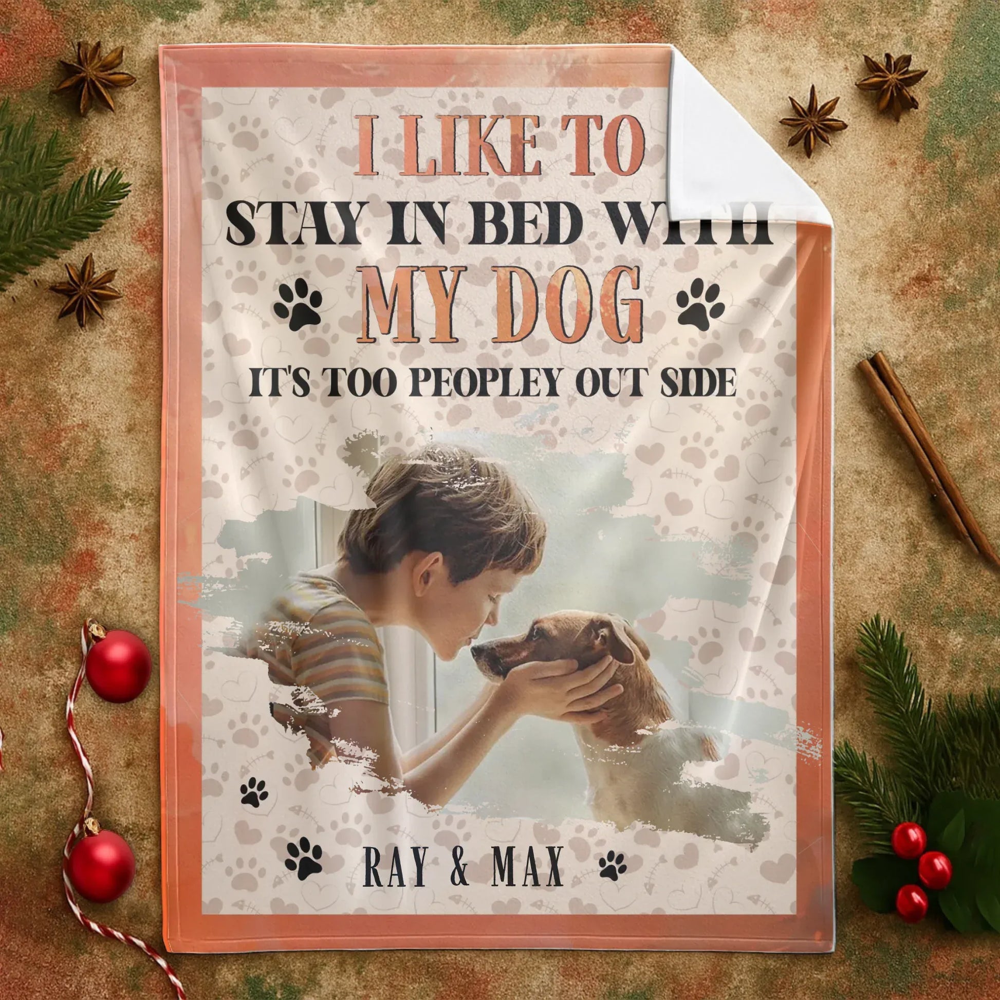 Personalized Blankets Too Peopley Out Side - Personalized Dog Lover Photo & Name Custom Blanket