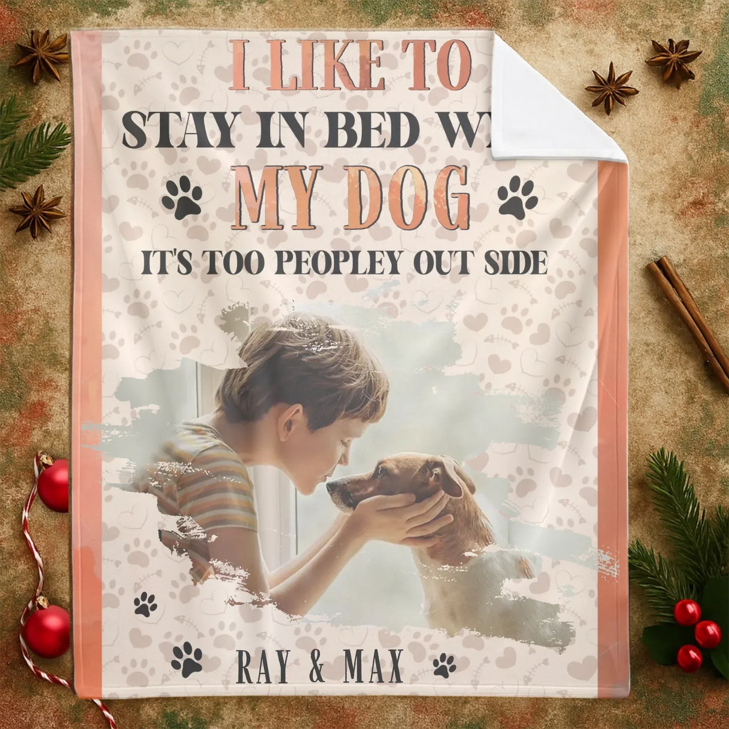 Personalized Blankets Too Peopley Out Side - Personalized Dog Lover Photo & Name Custom Blanket