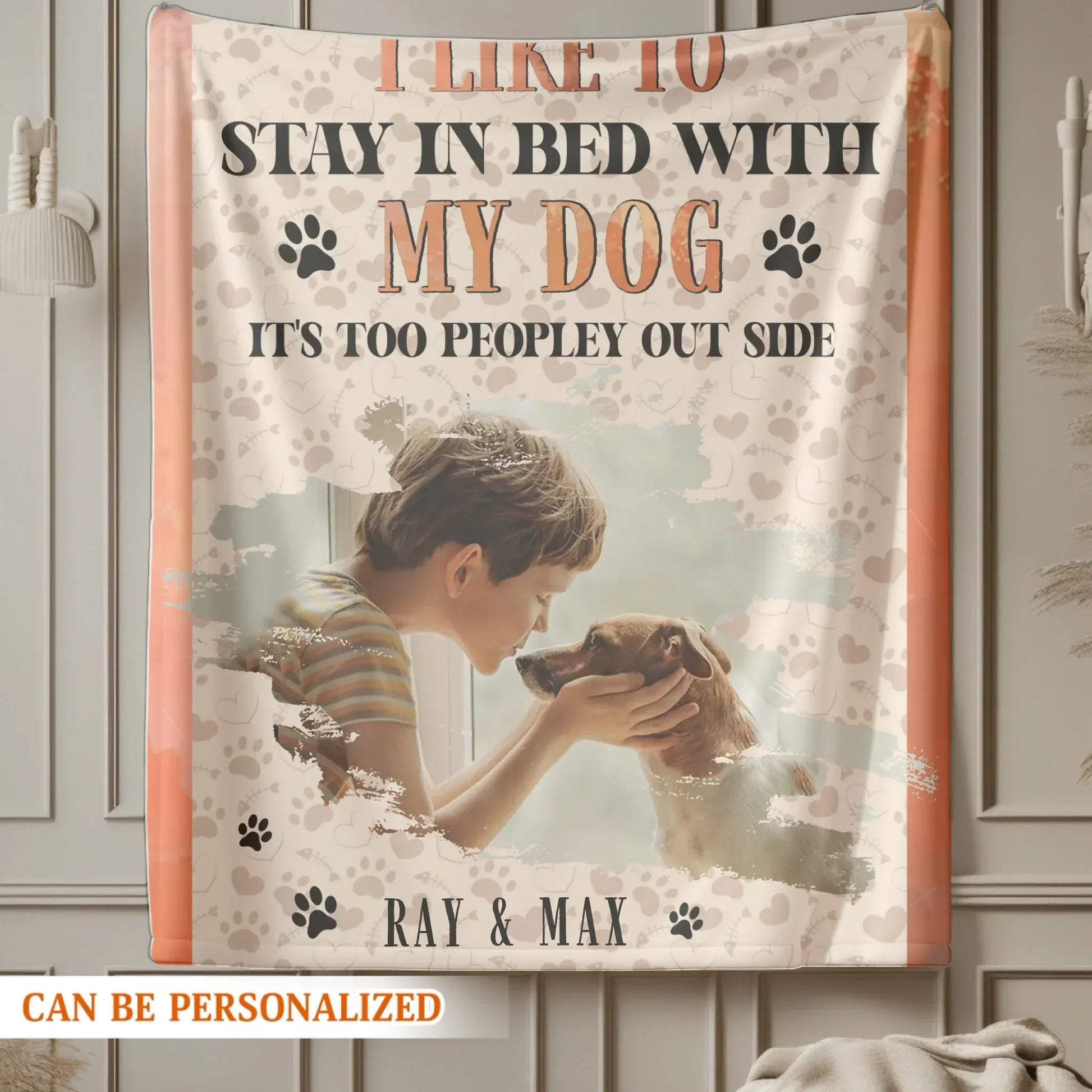 Personalized Blankets Too Peopley Out Side - Personalized Dog Lover Photo & Name Custom Blanket