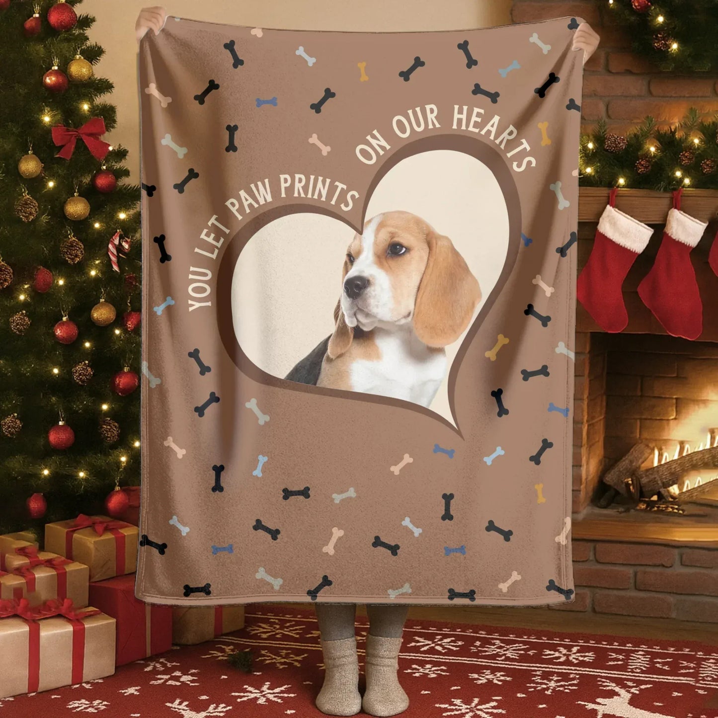 Personalized Blankets You Left Paw Prints On Our Hearts - Personalized Dog Memorial Photo Custom Blanket