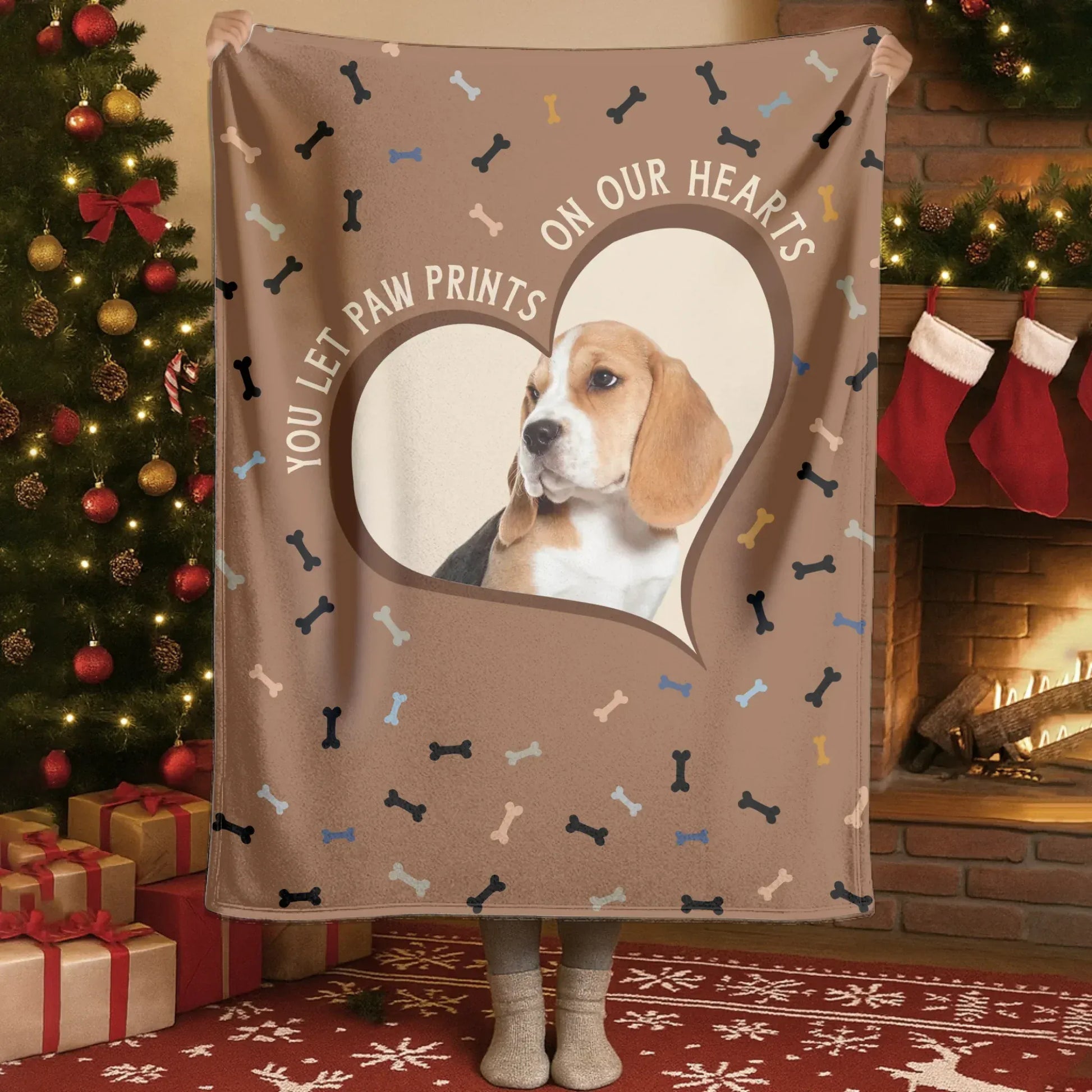 Personalized Blankets You Left Paw Prints On Our Hearts - Personalized Dog Memorial Photo Custom Blanket