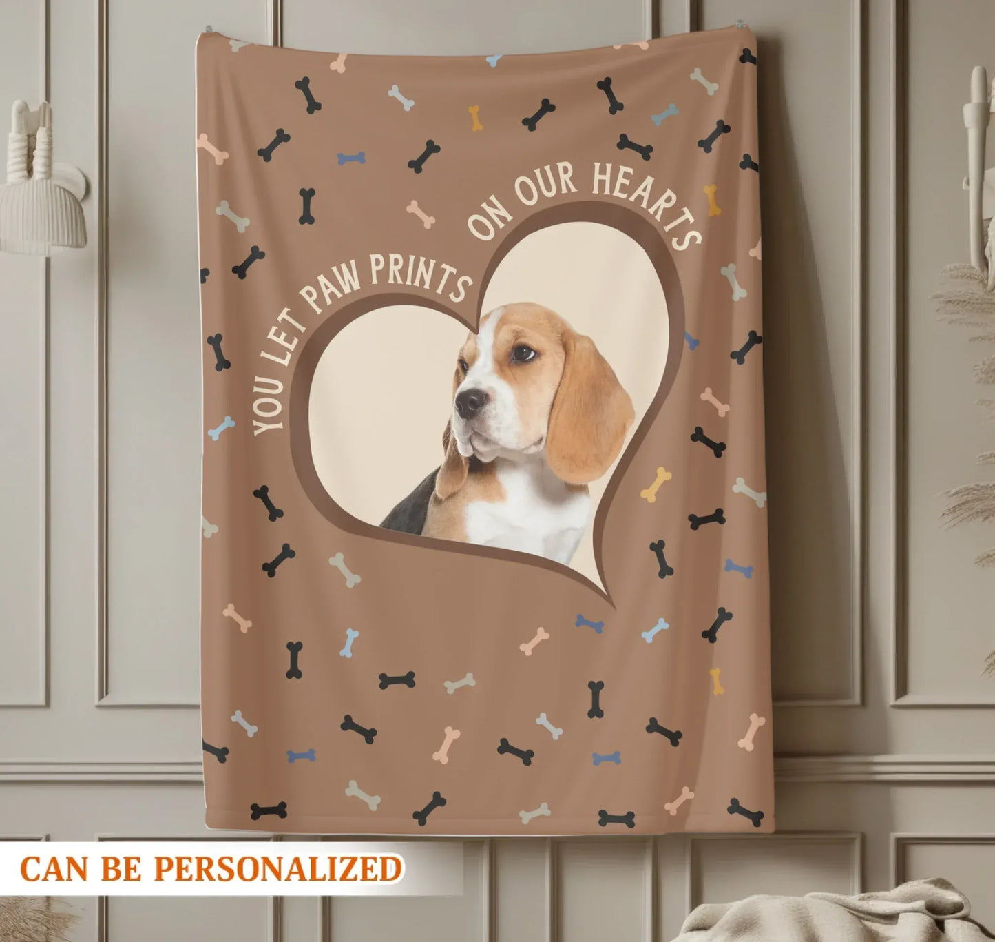 Personalized Blankets You Left Paw Prints On Our Hearts - Personalized Dog Memorial Photo Custom Blanket