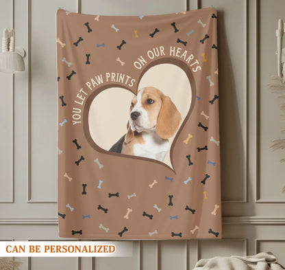 Personalized Blankets You Left Paw Prints On Our Hearts - Personalized Dog Memorial Photo Custom Blanket