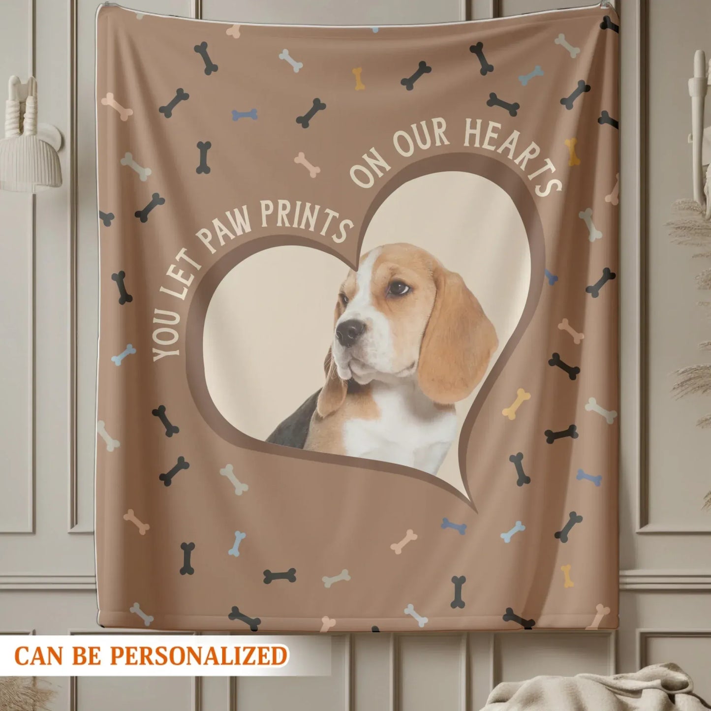Personalized Blankets You Left Paw Prints On Our Hearts - Personalized Dog Memorial Photo Custom Blanket