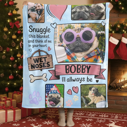 Personalized Blankets Blanket Custom KNT / White / 30x40in / 76x101cm Snuggle This Blanket And Think Of Me - Personalized Dog Photo Collage Custom Blanket