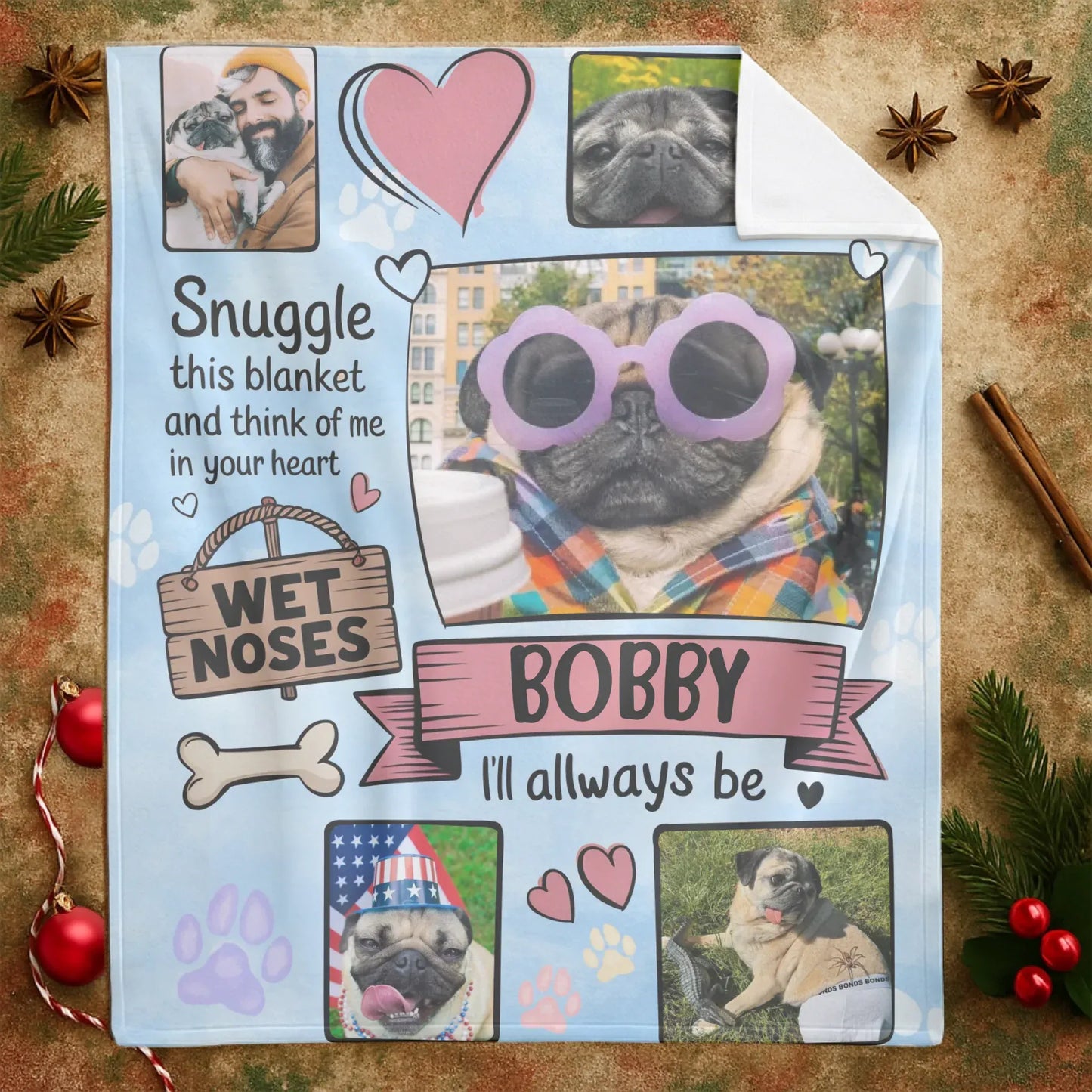 Personalized Blankets Snuggle This Blanket And Think Of Me - Personalized Dog Photo Collage Custom Blanket
