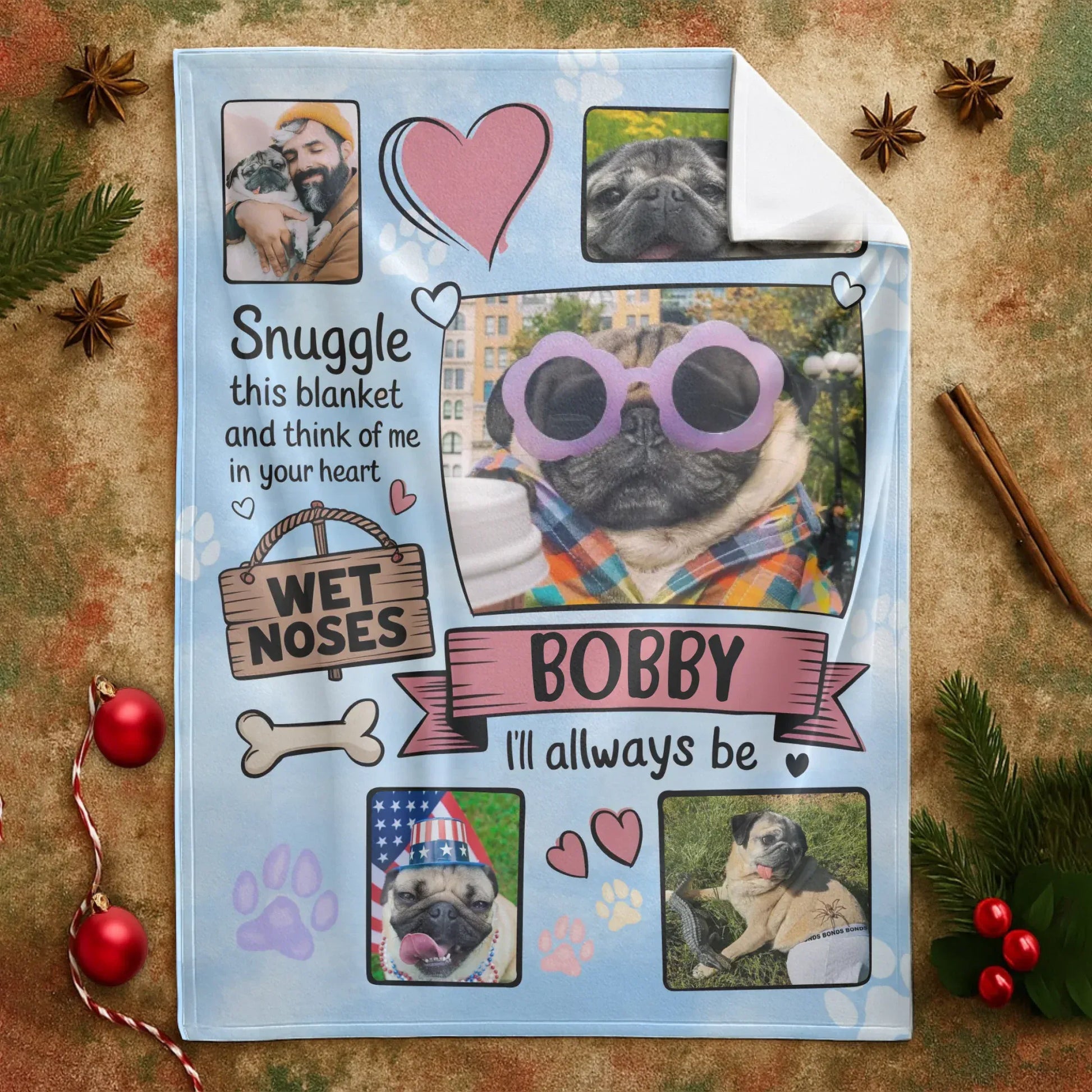 Personalized Blankets Snuggle This Blanket And Think Of Me - Personalized Dog Photo Collage Custom Blanket